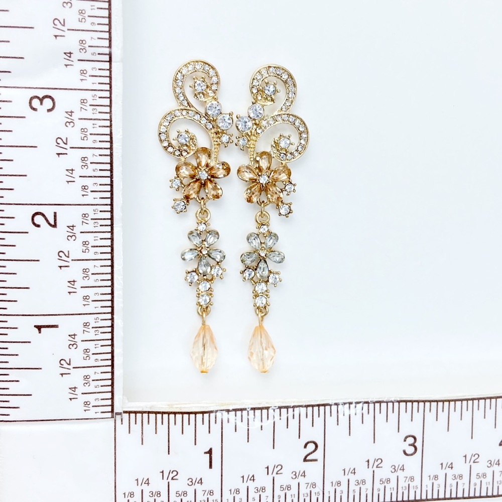 Crystal Chandelier Prom Pageant Bridal Earrings - Picture 5 of 5